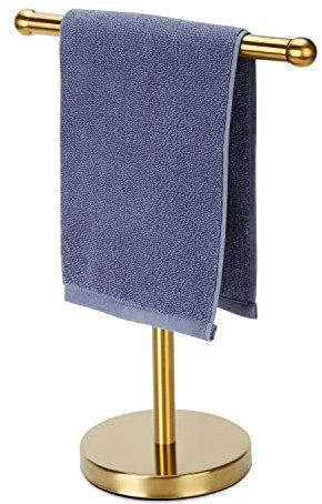 Porta asciugamani oro, supporto per asciugamani con base pesante, supporto per asciugamani da banco per bagno, in acciaio inossidabile SUS304 (oro)
