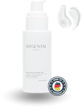 Rosental Organics BHA Exfoliating Gel (50ml) - Gesichtspflege gegen Unreinheiten & Mitesser - Natürliche Formulierung aus Salicylsäure, Silberweidenextrakt und Bernsteinsäure - Made in Germany