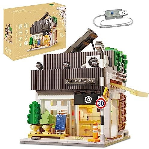 CADA C66007W Technik Coffee Shop Bausteine Haus mit Beleuchtungsset,Modulares Klemmbausteine MOC Haus Bauset,1116/pcs Groß Streetview Building Blocks,Erwachsener Bauspielzeug