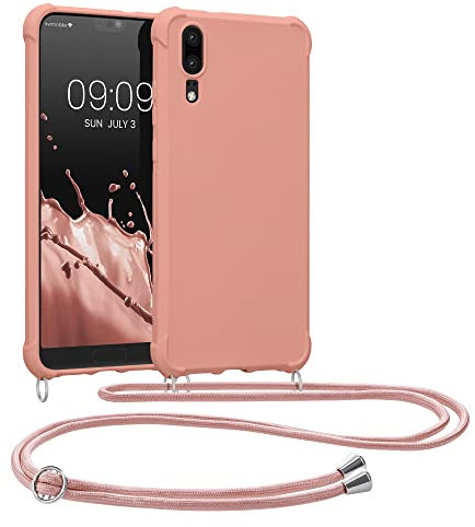 kwmobile Necklace Case kompatibel mit Huawei P20 Hülle - Cover mit Kordel zum Umhängen - Silikon Schutzhülle Perlmutt