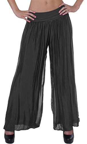 Caspar KHS010 Damen Elegante Lange Marlene Hose Hosenrock mit Seidenanteil und hohem Stretch Bund