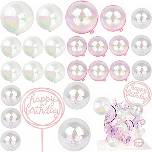 Kiwochy 25 Stück Happy Birthday Cake Topper - Geburtstag Kuchen Dekoration Kugel DIY Hochzeit Cupcake Topper Kuchendekorationen