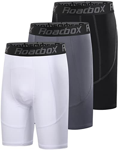 Roadbox Youth Boys Compression Shorts - Spandex Athletic Performance Underwear, Kids Running Base Layer for Football Baseball