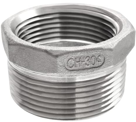 Kyuionty 1-1/2 Zoll Außengewinde NPT auf 1-1/4 Zoll NPT-Reduzierstück Buchse Rohrverschraubung, Edelstahl Reduzierrohr Adapter Fitting, Reduzierstück Buchse Rohr Schlauchverschraubung