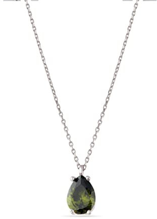 Einzelstück Halskette mit Tropfen Kristall Anhänger; 925 Sterling Silber (Salvia Simple Silver)