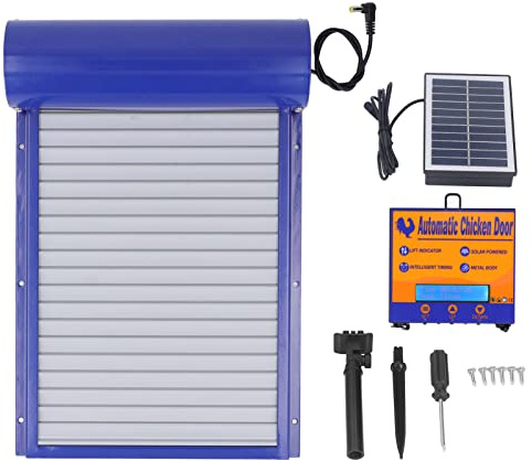 Automatischer Hühnerstall-Türöffner, Solarbetrieben Programmierbar Aluminium Tür zum Hühnerstall mit Manuellem , LED-Anzeige und Timer für Geflügel, Hühnerstall