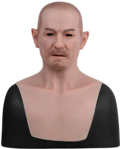 Yuewen Realistische Silikon Mann Gesichtsmaske Halloween Silikon Kopf Tragen Maske Halloween Cosplay (L, Elfenbeinweiß)