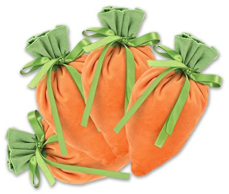EBSBAG Karottenförmige Ostertüten, Geschenktüten, Süßigkeiten und Kekse, Kordelzugbeutel, Feiertagsgeschenke (Color : Orange(4Pcs), Size : 12x20cm)