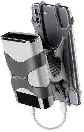NEWRBAN Unisex – Erwachsene Newmholderpbk Fahrradlenkerhalterung für Smartphone und Powerbank, Schwarz, Per fino a 6,7