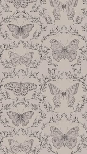 A.S. Création Livingwalls Vliestapete - Tapete Schmetterling in Greige und Schwarz - Wandtapete für verschiedene Räume - Wandbild XXL 2,80 m x 1,59 m