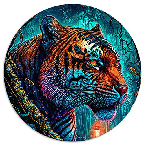 1000-teiliges Puzzle für Erwachsene, Tiger, runde Puzzles, für Erwachsene und Kinder, Kartonpuzzle, pädagogisches Stressabbau-Spielzeugpuzzle (Größe 67,5 x 67,5 cm)