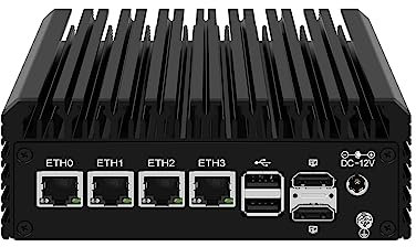 Micro Firewall Appliance, Mini PC, pFsense Plus, Mikrotik, OPNsense, VPN, Router PC, Intel Alder Lake-N 12th Gen N100, HUNSN RJ42, 4 x 2.5GbE I226-V, 2 x HDMI, DP, TF, Type-C, 8G DDR5 RAM, 256G SSD