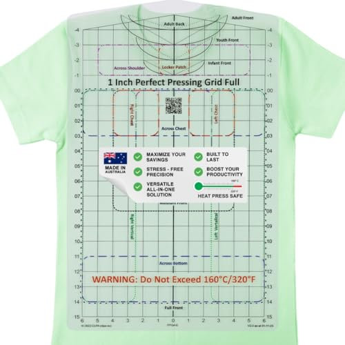 CLPA-hitzepresssichere T-Shirt-Anleitung zur Vinylausrichtung und präzisen Platzierung auf dem Shirt; All-in-One-Lineal für Vinylgrafiken mit Hitzepresse oder als Stickplatzierungsanleitung
