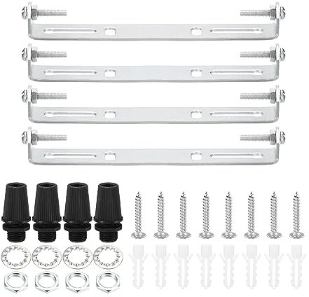 PATIKIL 120mm Support de Fixation Plafonnier, 4 Ensemble Lumière Luminaire Montage Support Plaque Acier Barre Transversale pour suspensions Mur Lumière, avec Vis Rondelle Écrou Trousse