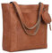 Dhk Devil Hunter Killer Vintage-Tragetasche aus echtem Leder mit Henkel, Handtasche für Damen – Braun