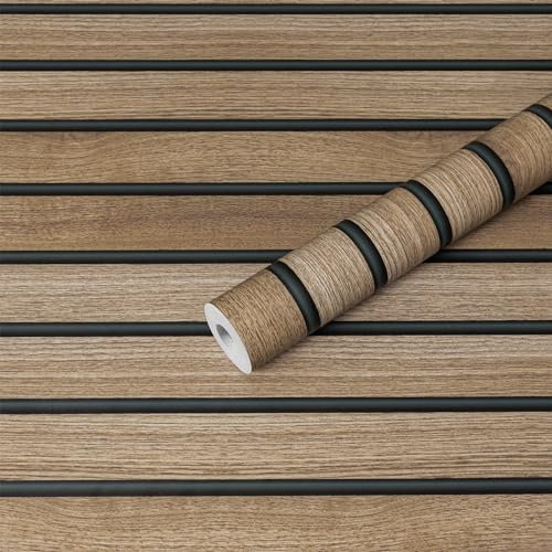 Hode Papier Adhesif pour Meuble Effet Bois Marron 44x600cm, Papier Peint Adhesif Mural, Imperméable Film Revetement Autocollant Meuble Decoratif Armoire Porte Tableaux Mur de Chambre