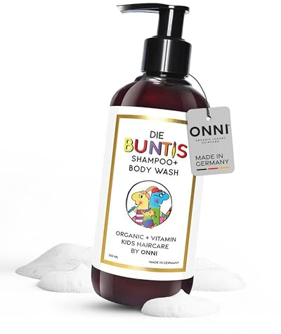 ONNI – Kindershampoo 2-in-1 Formel Kids Shampoo & Body Wash 200ml – Kinder Vitamin Shampoo sanfte Haarpflege für empfindliche Kopfhaut – Ohne Augenbrennen – vegan, ohne Sulfate, Silikone & Parabene