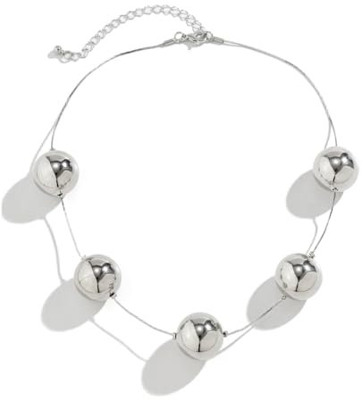 BSLVWG Punk Halskette Große Perlen Kette Choker Halskette Leichte Chunky Oval Kette Übertriebene Halskette Kugel Choker Erklärung Hip Hop Schmuck für Frauen und Mädchen (02)