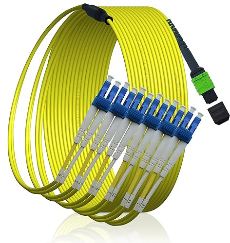XWYWX 0.5M MPO APC zu 12xLC UPC (6 Duplex) LSZH SM Breakout-Kabel MPO-LC Beakout LWL Kabel Patchkabel Einzelmodus MPO auf 12*LC Fanout Glasfaserkabel Patch Cord MTP/8-Kern Kompatibele-XNALU142-0.5