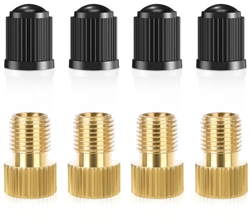 Adaptador de válvula Presta de latón para convertir Presta a Schrader e inflar neumáticos con bomba de bicicleta estándar, bomba de aire o compresor de aire (8 piezas de Ptiysta)