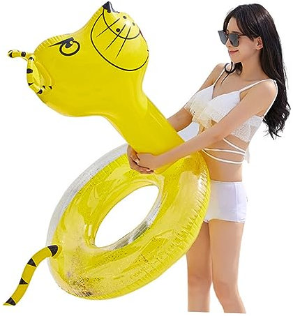 SAFIGLE Aufblasbarer Schwimmring Aus PVC Mit Tiger-Print Einfach Zu Verstauen Ideal Für Feiern Am Pool Und Strand