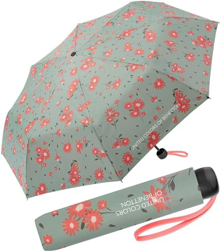 Benetton Taschenschirm Super Mini Flowers - Iceberg Green