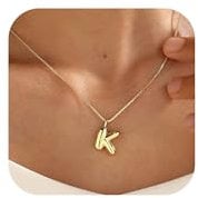 Halora Bubble Letter Necklace Gold Balloon Initial K Necklace Kette Mit Buchstaben Halskette Anhänger Buchstabenkette Damen