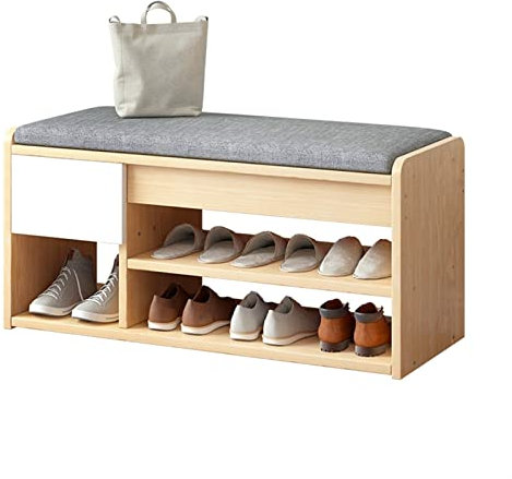 KOHARA Schuhregal-Organizer, Schuhwechselhocker, Haushaltsschuhschrank, Aufbewahrungsbank mit Polsterung und Schubladen, 3-stufiges Schuhregal für den Eingangsbereich, offenes Fach für