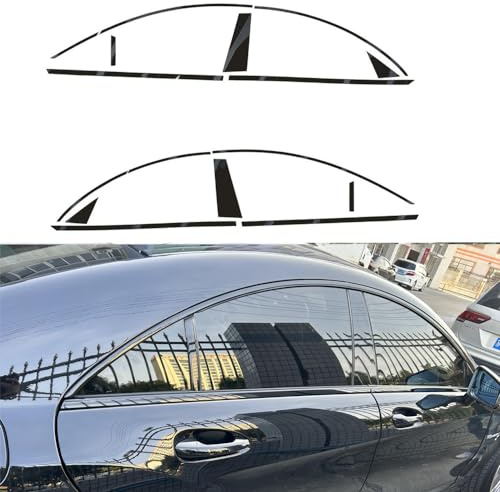 UYITO Window Trim Chrome Delete Blackout Overlay Pre-Cut Genuine Vinyl for Mercedes Benz CLS W218 2012-2017 Carbon Fiber Pattern