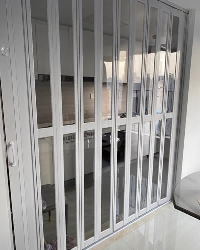 Schiebetür Falttür Falttür aus Aluminiumlegierung für Die Küche, Klare Falttüren für Den Innenbereich, Raumteiler mit Einziehbarer Tür für Wohnmobile/Schränke/kleine Räume(73x80in(185.4x203.2cm))