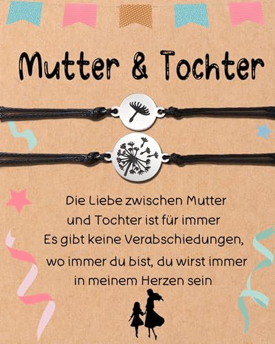 Tochter Geschenke von Mama Armbänder set mit Geschenkkarten Geschenk für Tochter Geburtstag Weihnachten Muttertag (2 Stk-Löwenzahn)