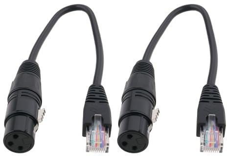 VGOL 2 Stück Konverterkabel 3-polige XLR-Buchse auf RJ45-Stecker Länge 31,5 cm Zur Verlängerung Und Signalübertragung für Lautsprechermischer Sound Schwarz