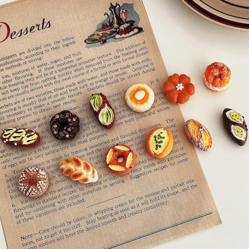 Fridge Magnets Set - 12 Mini Bread-Themed Magnets Cute Magnetic Refrigerator Accessories Small Decorative Kitchen Magnets for Notes, Photos and Organization