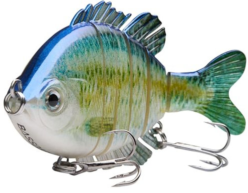 BASSDASH SwimPanfish Bluegill Schwimmköder mit Mehreren Gelenken, Harter Oberwasser, Barsch, Angelköder, Kurbel, Salzwasser, 8,9 cm, 24,1 g