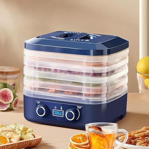 GAOCUNBING 5 Tray Electric Food Dehydrator, Fruit Dryer, Dehydrator Food Dryer with Adjustable Temperature Control from 30-70°C for Dryer Food, Vegetables Snacks