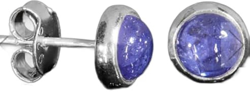 Tansanit blau Cabochon Edelstein Ohrstecker Ohrringe Echtsilber