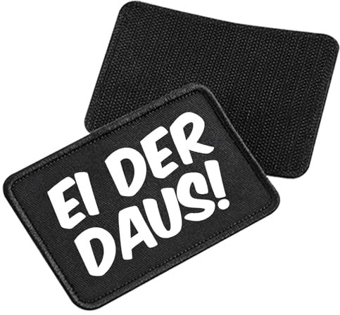 Huuraa Patch Ei der Daus Schriftzug Geschenk Black für Mütze Ei der Daus Präsent