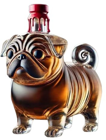 Erconsso Whiskey Glass Bottles | Pug Shape Glass Decanter Bottle,Transparent Wine Liquor Dispenser Home Decoration for Vodka Brandy Drinks Beer Beverages
