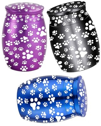 LAIOUSN Urne für Katzen, Asche, Behälter für Hunde, Haustiere, Einäscherungsurnen mit Pfotenabdruck, Hunde-Andenken, Urne, Glas, Gedenkgeschenk, Gedenkglas