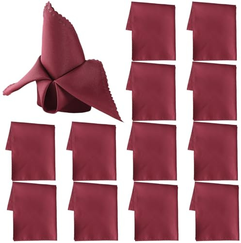 GmeDhc 12 Stück Stoffservietten Burgunderrot, 48x48cm Servietten Stoff, für Hotel, Mittagessen, Restaurant, Weihnachten, Hochzeiten, Veranstaltungen und Partys