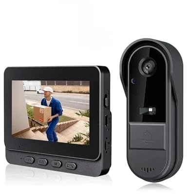 WESLNN Sonnette Vidéo sans Fil 4,3 Pouces 2,4 GHz, Vision Nocturne, Interphone Bidirectionnel for La Maison(Free 256G SD Card)
