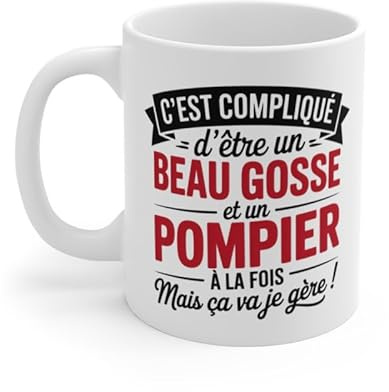 Teecustom Mug Pompier Humour – Tasse Céramique 325ml – Design Beau Gosse et Pompier – Compatible Micro-Ondes et Lave-Vaisselle