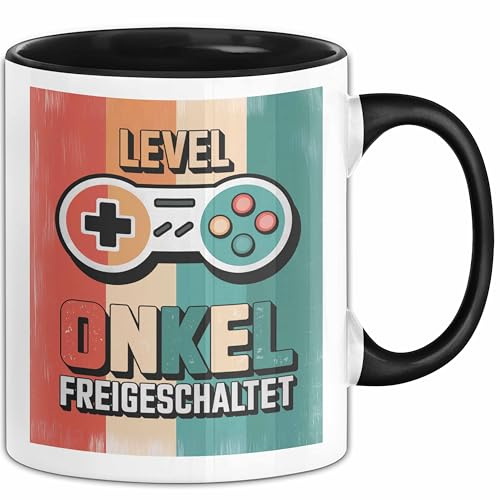 Onkel Gamer Sarkastisch Sarkasmus Tasse Geschenk Lustige Geschenkidee Spruch Level Onkel Freigeschaltet (Schwarz)