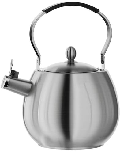 Teekanne aus Edelstahl 316, pfeifender Teekessel, Kaffeekessel for den Herd, mit kühlem Griff, geeignet for Gas-, Induktions- und Elektroherde(6L)