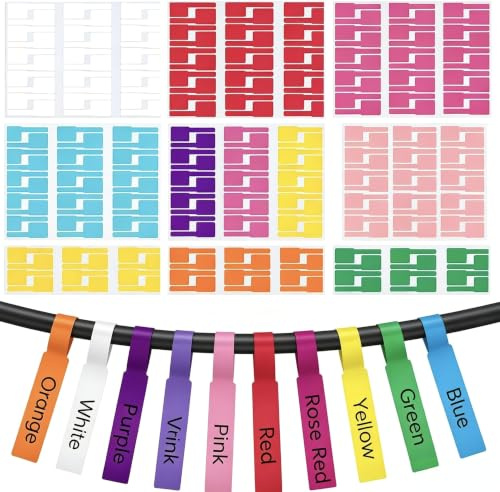 300Pcs Cable Labels 10 Colours Writable Self-Adhesive Wire Tags Waterproof for Cable Management