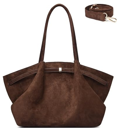 Makukke Damen Handtasche Shopper Groß in Faux Wildleder – 3-in-1 Schultertasche & Hobo Bag – Elegante Tote Bag für Uni, Büro & Alltag (Schokoladen)