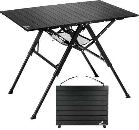 Sportneer Campingtisch Klappbar 90 x 60 cm – Großer Aluminium Klapptisch mit 3 Höhen (42/60/70 cm), Tragbarer Picknicktisch, Leichter Outdoor-Tisch für Camping, Garten, Balkon, Strand & Reisen