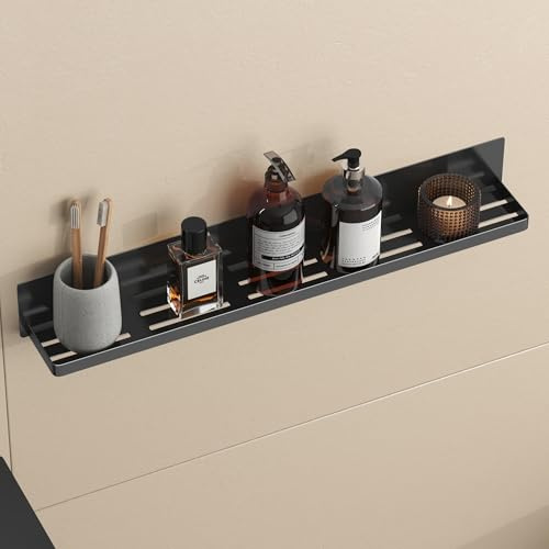doporro Serviteur de Douche Mural sans Perçage Magnétique Étagère Douche | Noir, Acier au Carbone, Organisateur de Toilettes, Salle de Bain Cuisine, Reglo-01
