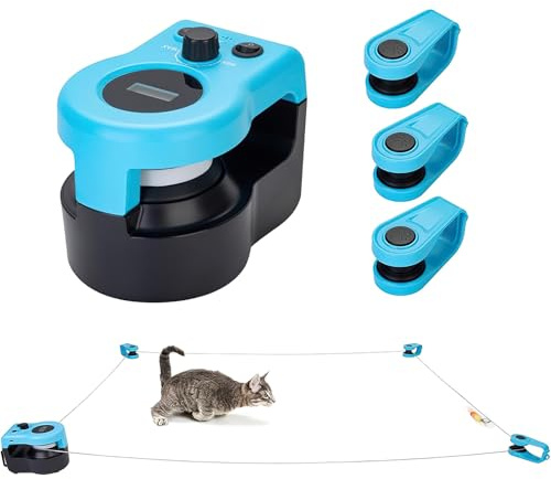 OAUEOR Katzenspielzeug, interaktiv, automatisch, elektrisch, mit Fernbedienung und Geräuschen, 3 verstellbare Strecken, Akku 4000 mAh USB-C, Spielzeug für Innen-Katzen, Anti-Langeweile