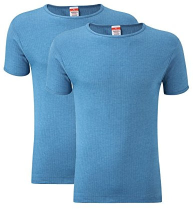 Heatwave® Pack of 2 Men's Thermal T Shirt, Warm Underwear Baselayer Thermals, Large Blue